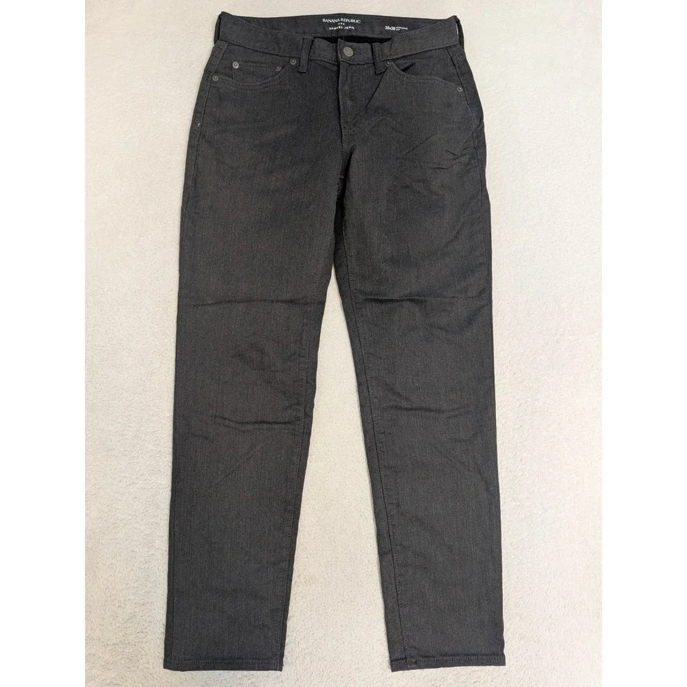 Banana Republic Travel Jeans Mens 30x30 Gray Athletic Fit Stretch 5 Pocket Pants